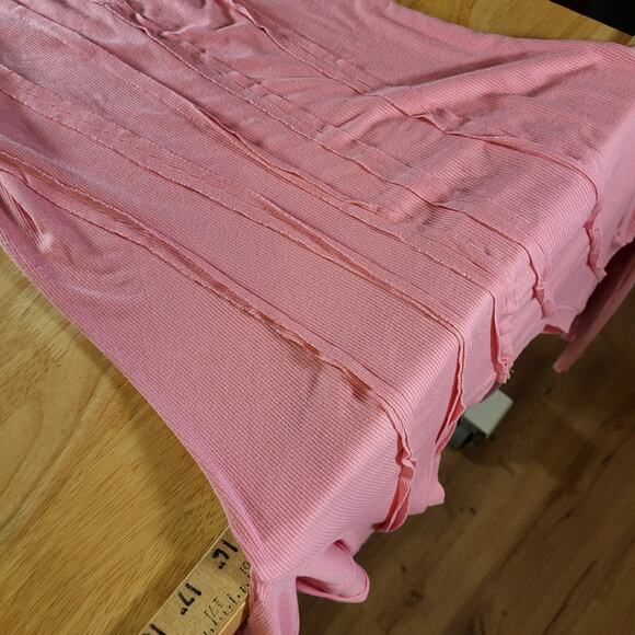 Finesse Pink Jersey Long Sleeve Asymmetrical Hem Stretch Crew Neck - Picture 10 of 12